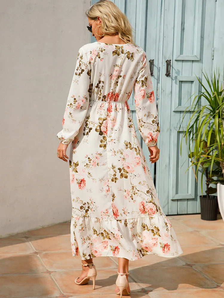 Bohemian Elegant Floral Printed Dress - Top Boho