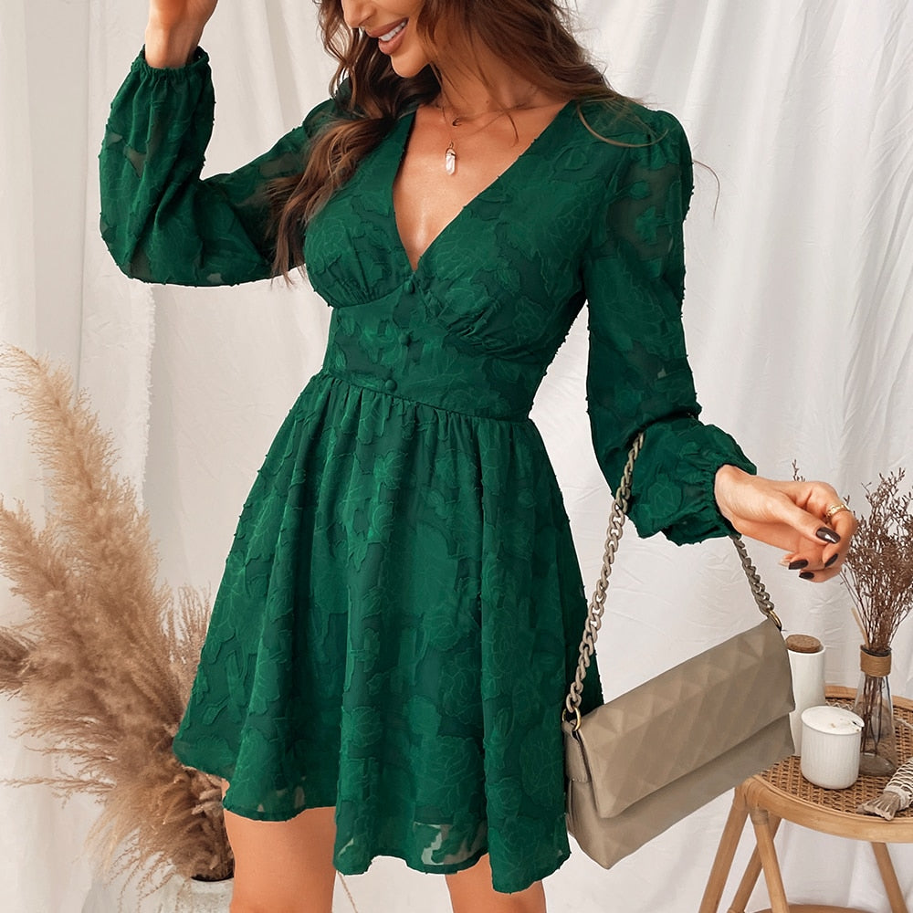 Boho Plunge V-neck Mini Dress - Top Boho