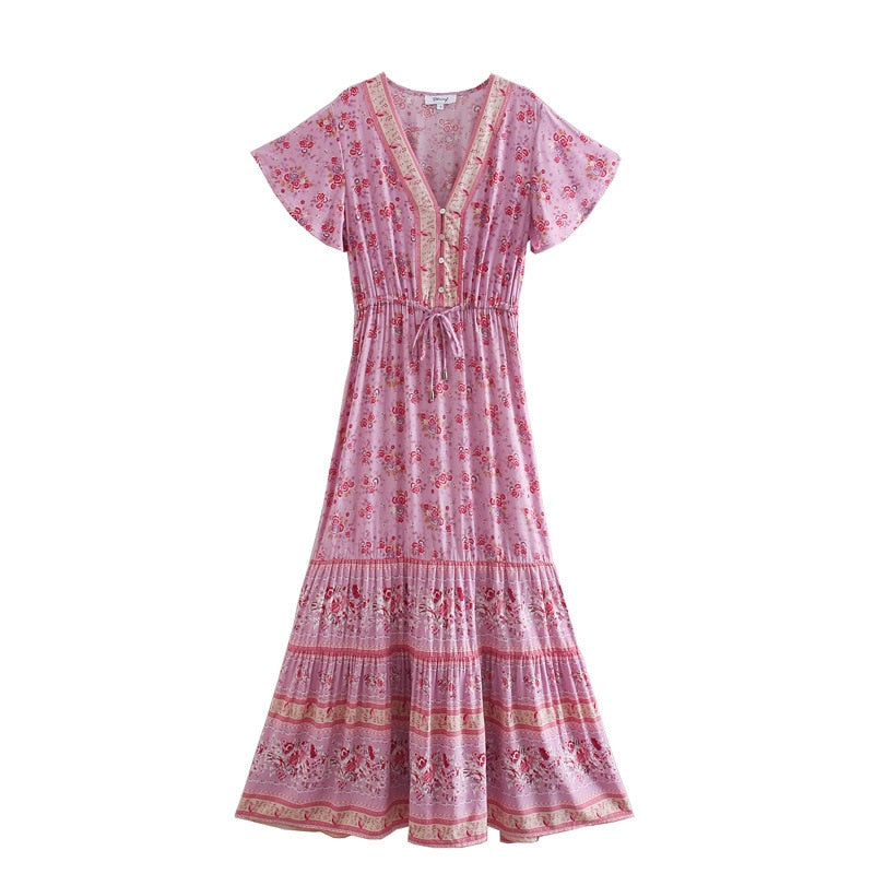 Boho Chic Flared Sleeves Maxi Dress - Top Boho
