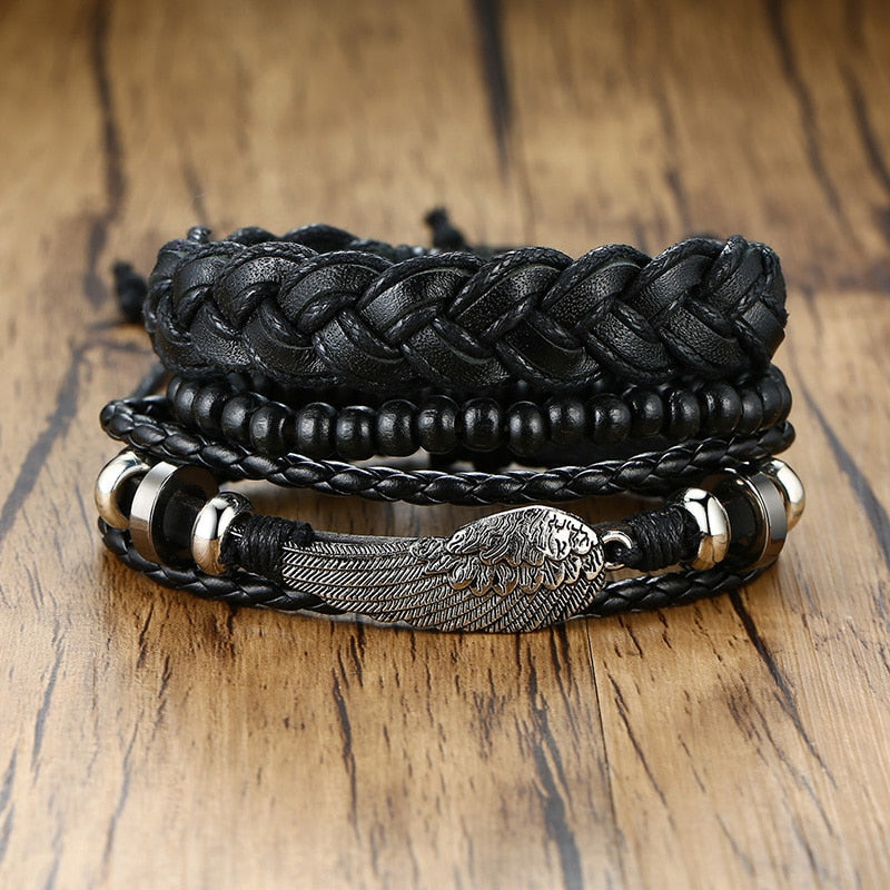 Boho Braided Wrap Leather Wristbands Set - Top Boho