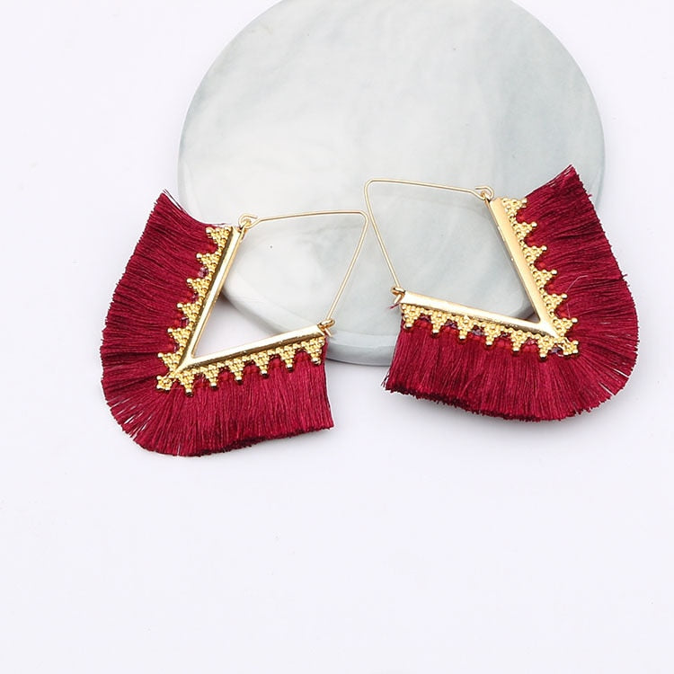 Boho Triangle Tassel Earrings - Top Boho