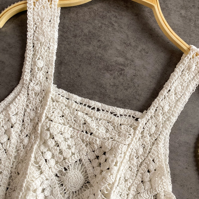 Bohemian Knitted Sleeveless Crop Top
