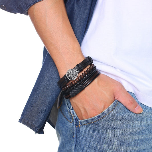 Boho Braided Wrap Leather Wristbands Set - Top Boho