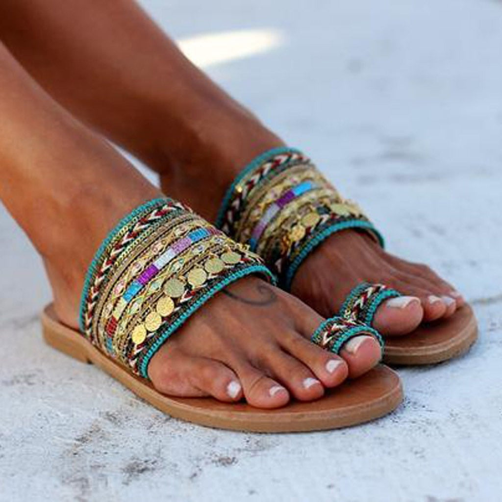Boho Braided & Sequin Sandal