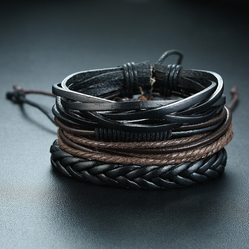 Boho Braided Wrap Leather Wristbands Set - Top Boho