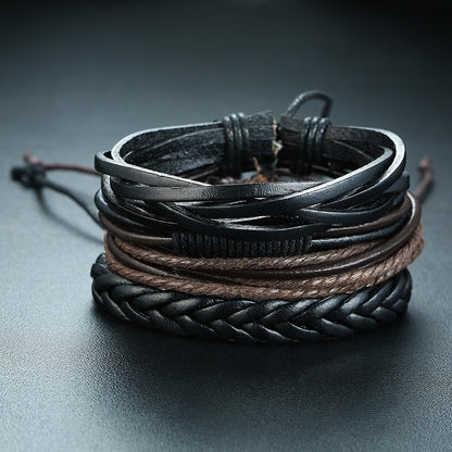 Boho Braided Wrap Leather Wristbands Set - Top Boho