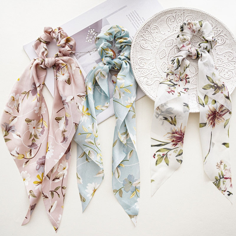 Boho Chic Ribbon Hair Scrunchies