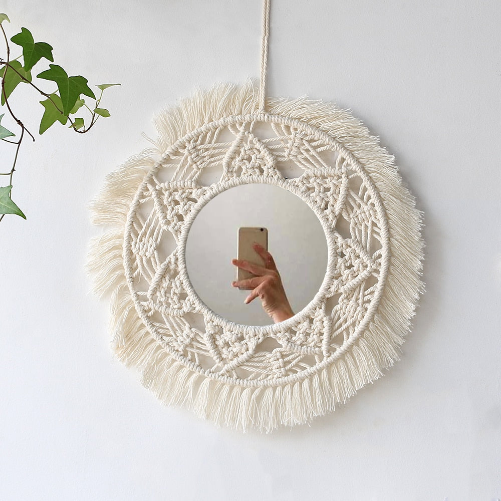 Boho Chic Macrame Round Mirror - Top Boho