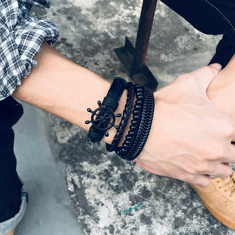 Boho Braided Wrap Leather Wristbands Set - Top Boho