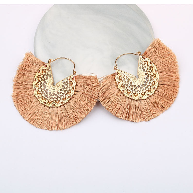 Boho Chic Fan Shaped Earrings