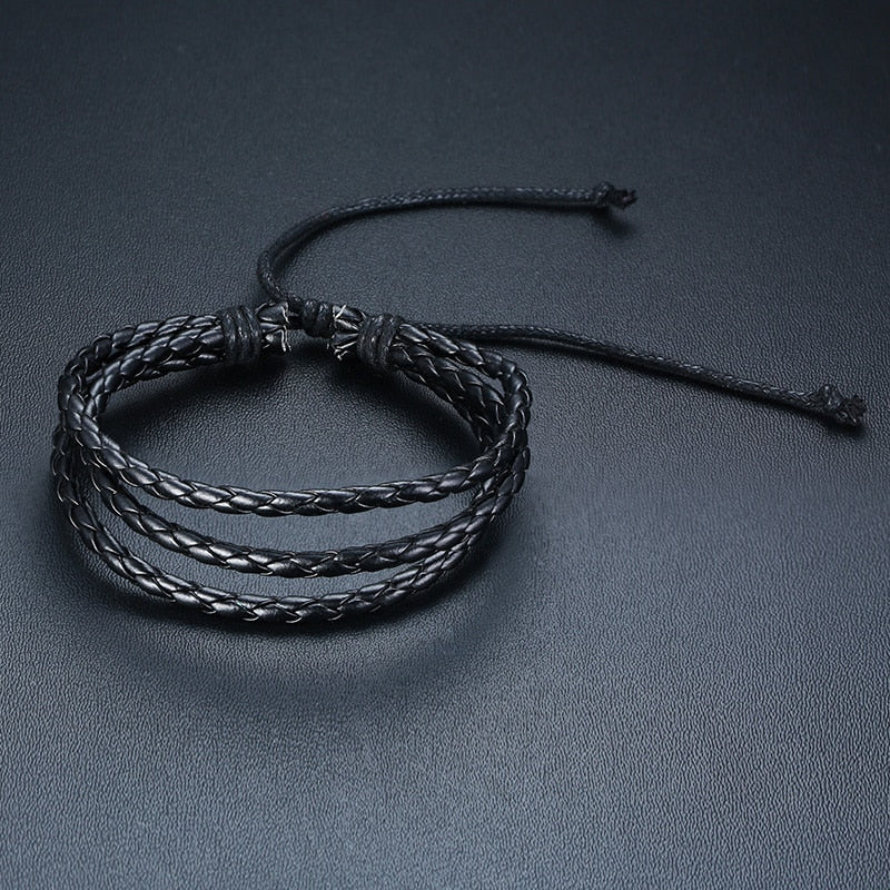 Boho Braided Wrap Leather Wristbands Set - Top Boho