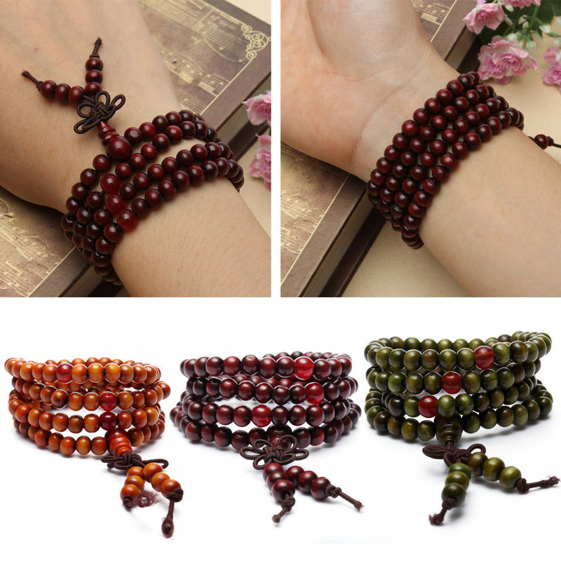 Natural Sandalwood Mala Prayer Bead Bracelet - Top Boho