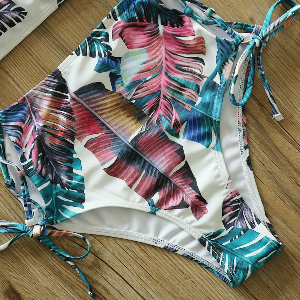 Floral Boho High Waist Bikini Set - Top Boho