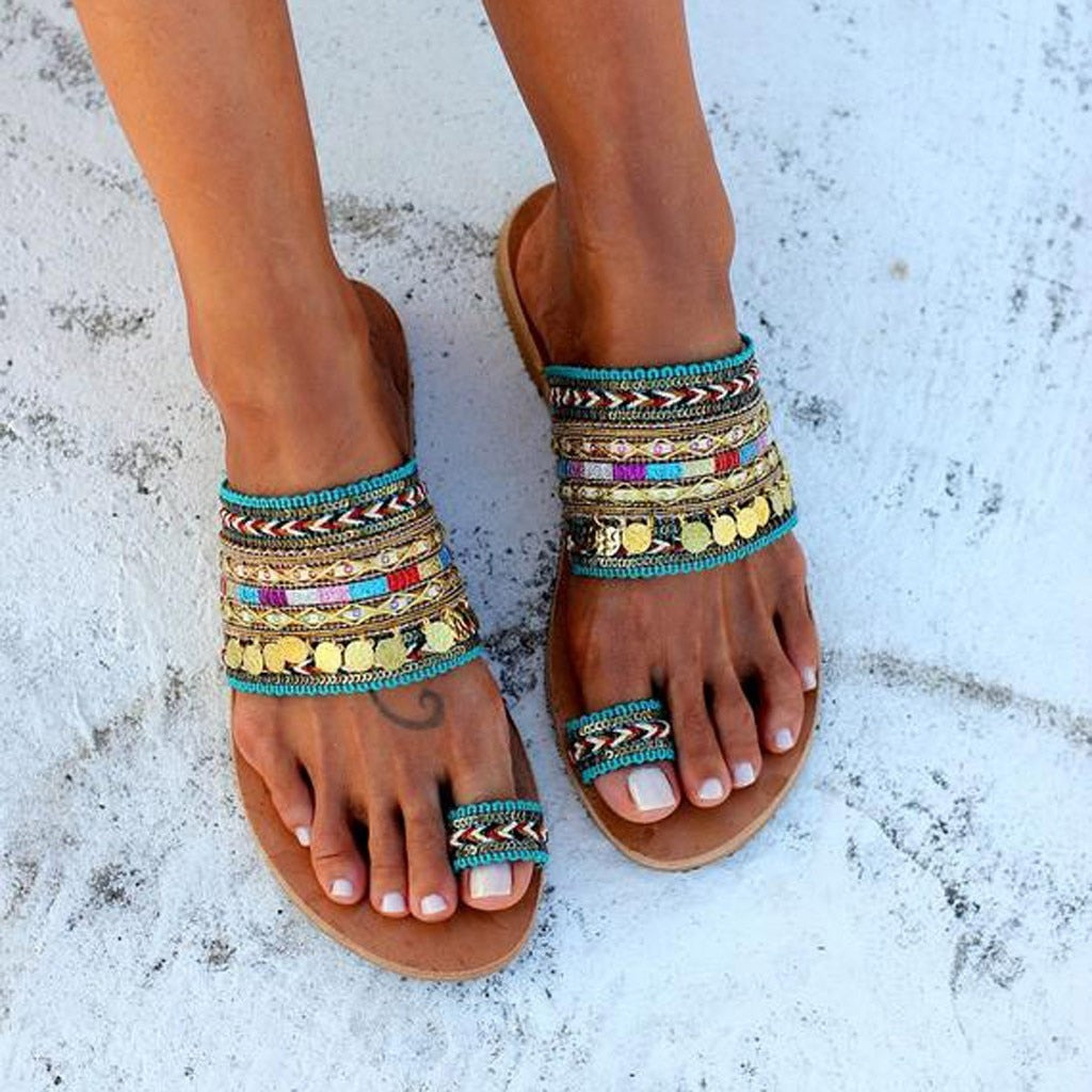 Boho Braided & Sequin Sandal - Top Boho