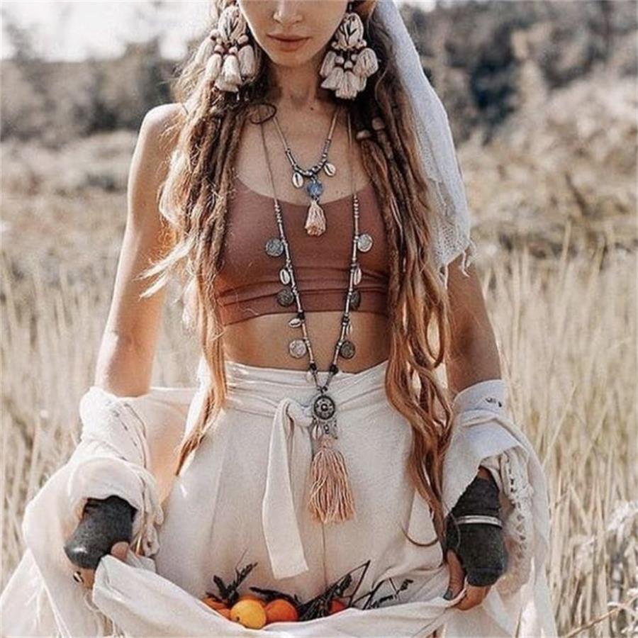 Boho Leather Necklace With Long Tassel