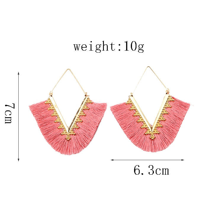 Boho Triangle Tassel Earrings - Top Boho