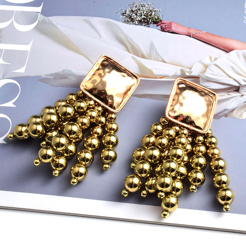 Statement Wooden Bead Drop Earrings - Top Boho
