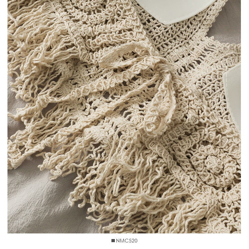 Crochet Tassel Halter Neck Crop Top - Top Boho