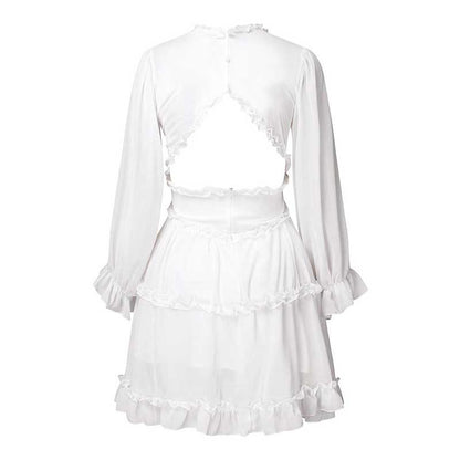 Boho Floral Ruffle Backless Dress - Top Boho
