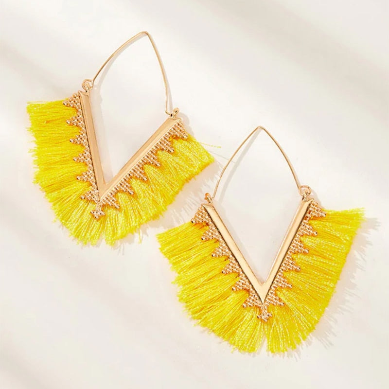 Boho Triangle Tassel Earrings - Top Boho