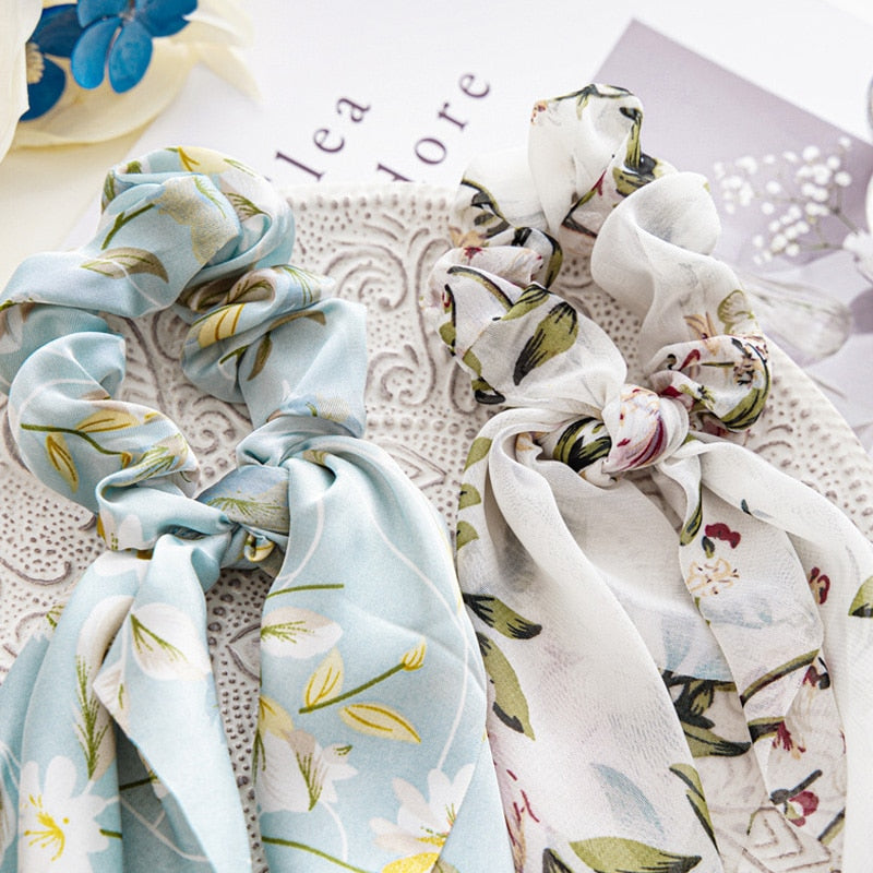 Boho Chic Ribbon Hair Scrunchies
