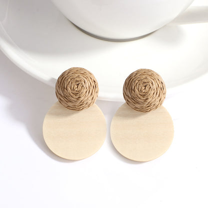Handmade Rattan Wooden Drop Earrings - Top Boho