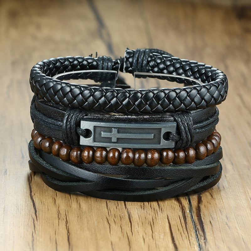 Boho Braided Wrap Leather Wristbands Set - Top Boho