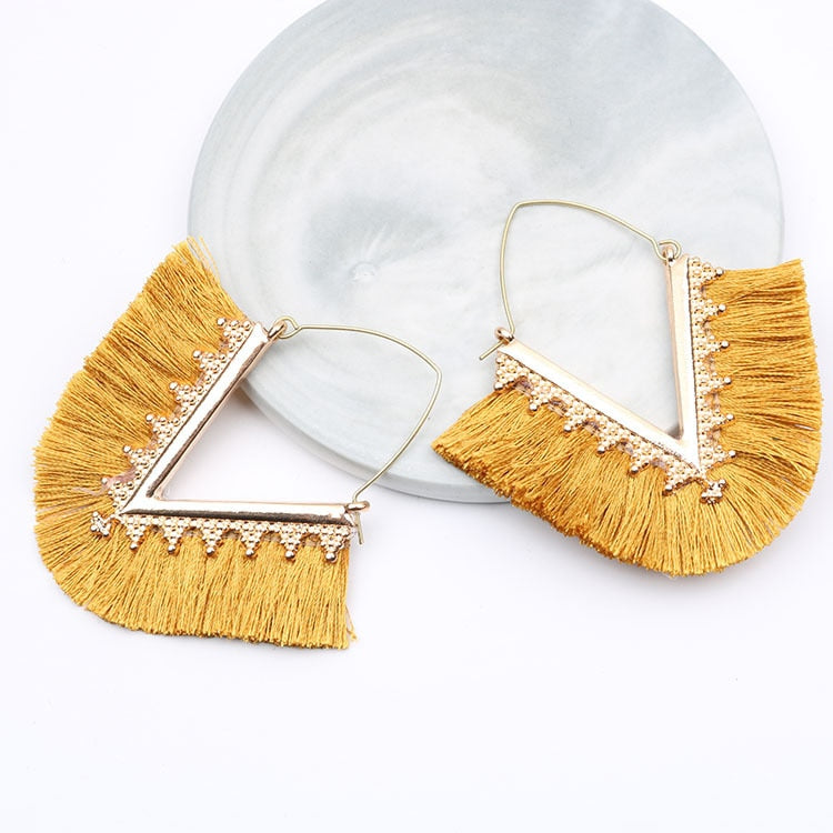 Boho Triangle Tassel Earrings