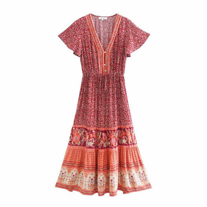 Boho Chic Flared Sleeves Maxi Dress - Top Boho
