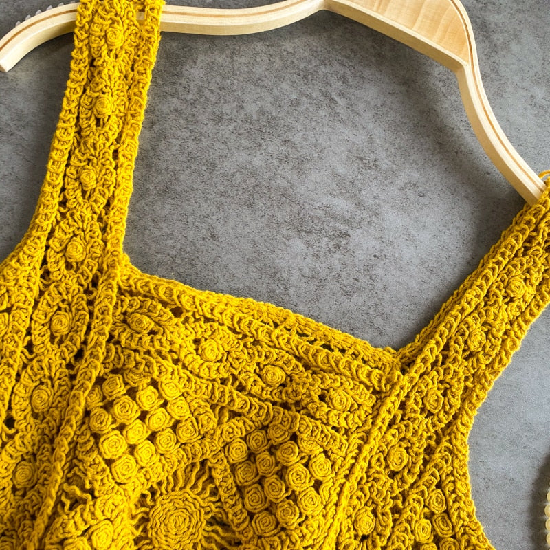 Bohemian Knitted Sleeveless Crop Top