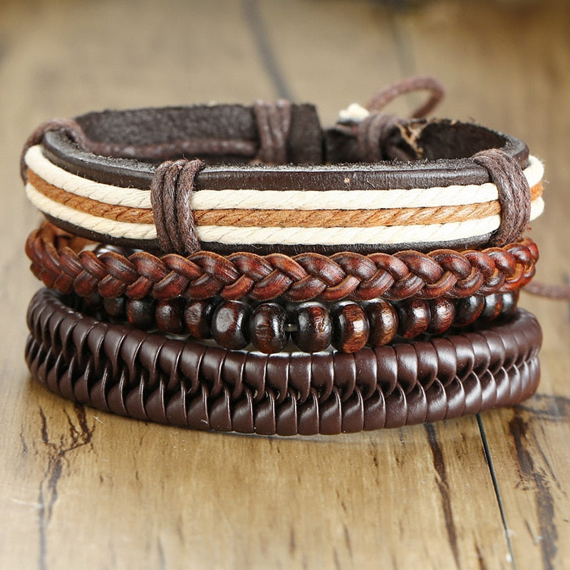 Boho Braided Wrap Leather Wristbands Set - Top Boho