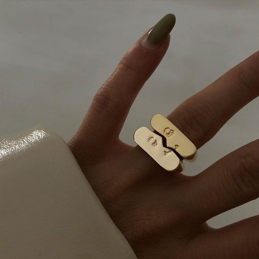 Boho Abstract Face Pair Ring Set