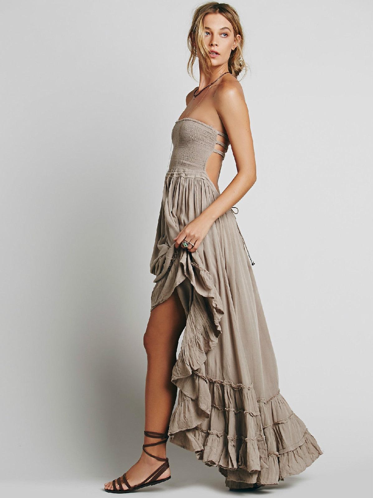 Boho Chic Long Backless Maxi Dress - Top Boho