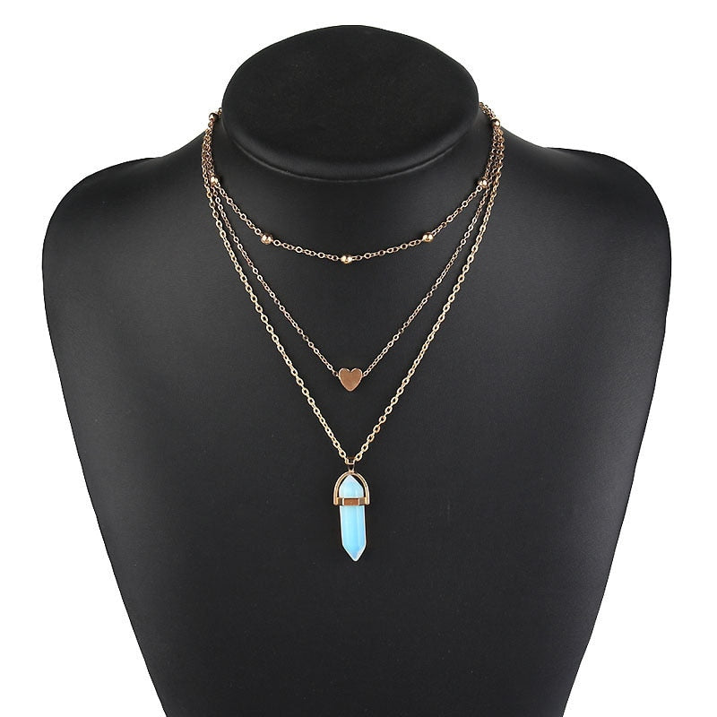 Opal Stone Boho Multi Layer Necklaces