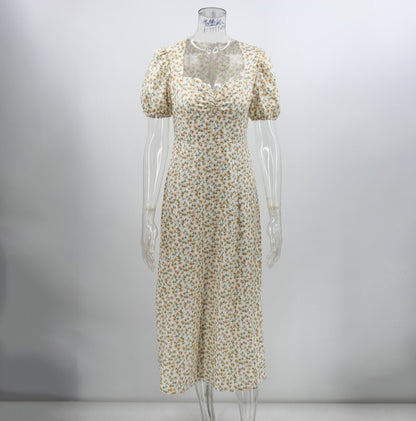 Boho Puff Short Sleeve Maxi Dress