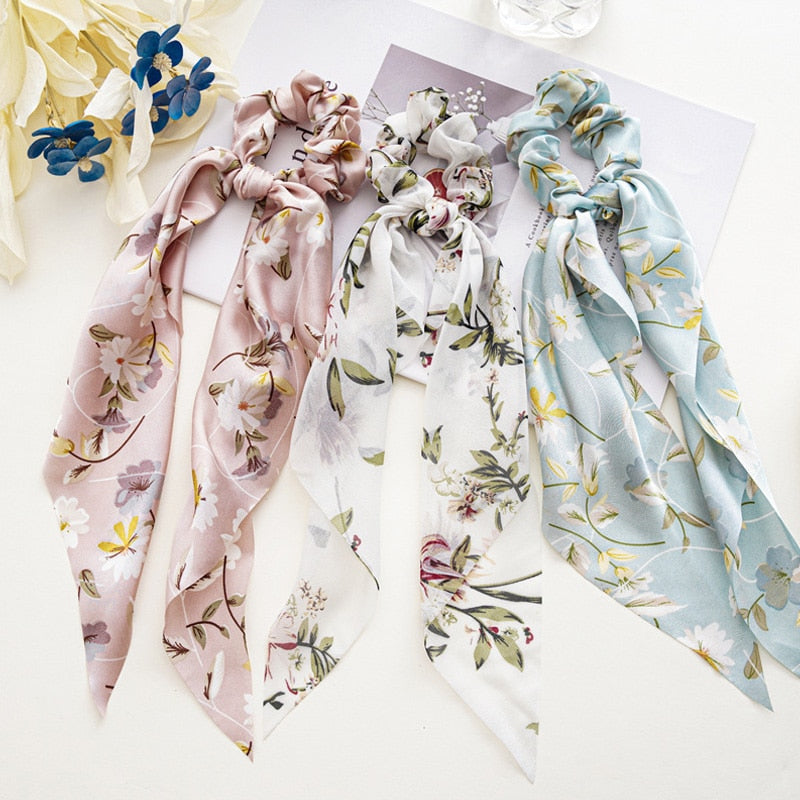 Boho Chic Ribbon Hair Scrunchies