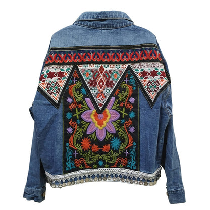 Boho Denim Floral Jacket