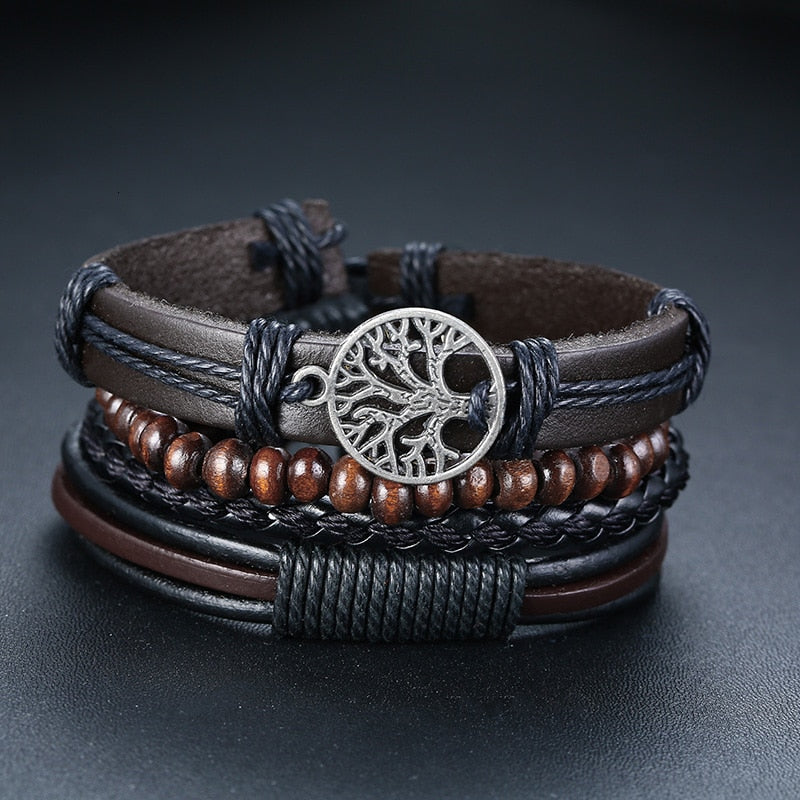 Boho Braided Wrap Leather Wristbands Set - Top Boho