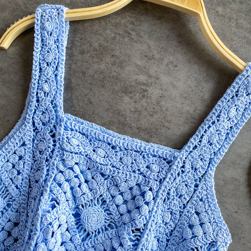 Bohemian Knitted Sleeveless Crop Top