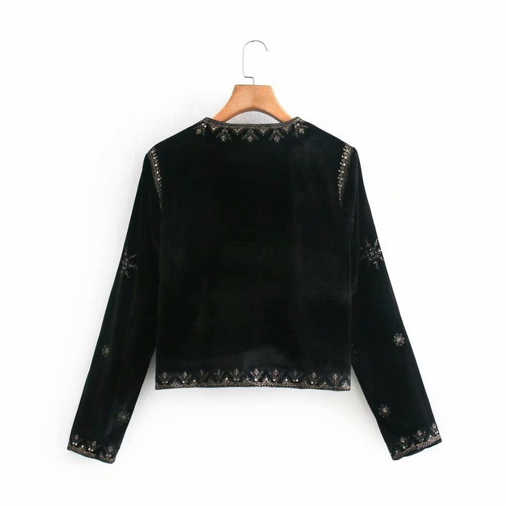 Boho Retro Velvet Jacket - Top Boho