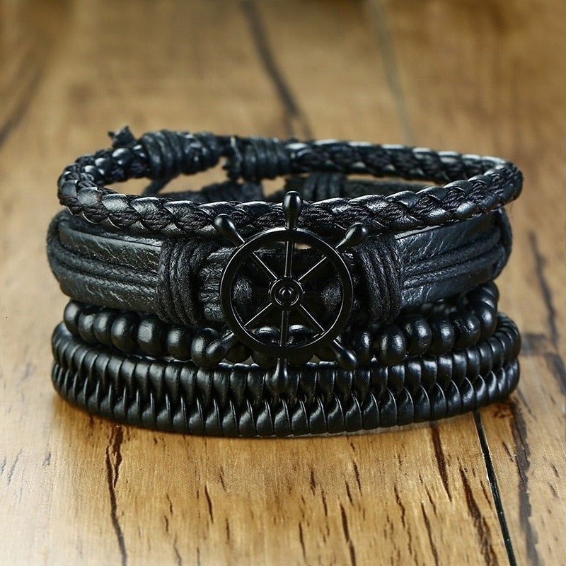Boho Braided Wrap Leather Wristbands Set - Top Boho