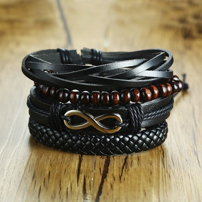 Boho Braided Wrap Leather Wristbands Set - Top Boho