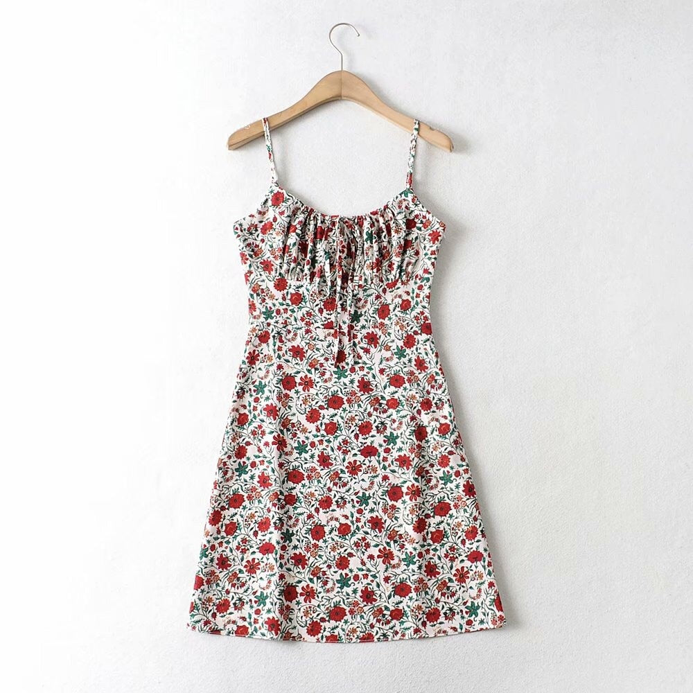 Boho Floral Print Sling Dress - Top Boho