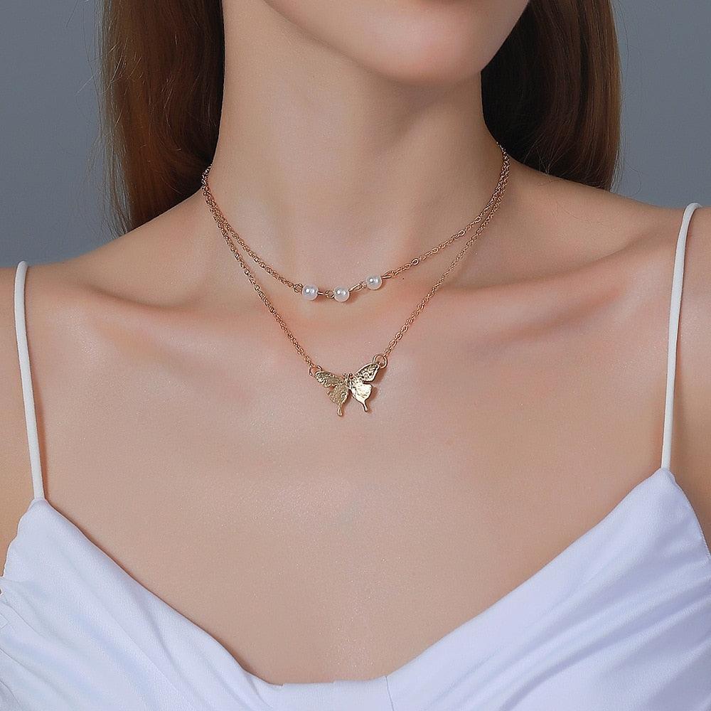 Vintage Butterfly Pendant Necklace - Top Boho