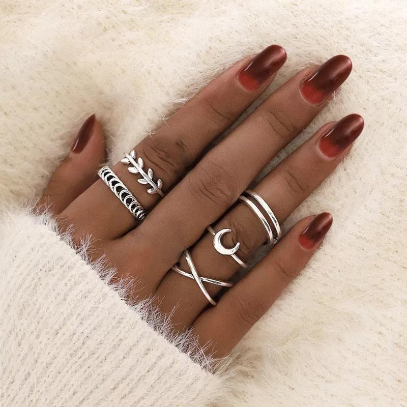 Boho Moon Crescent Ring Set 7/pcs - Top Boho