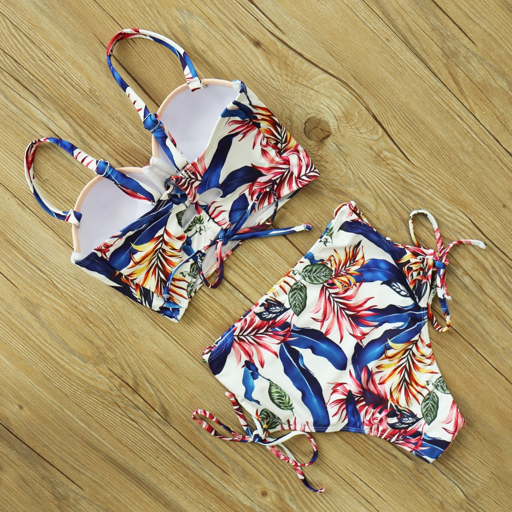 Floral Boho High Waist Bikini Set - Top Boho