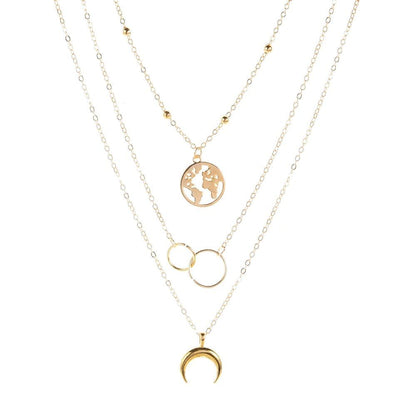 Boho Moon and World Map Pendant - Top Boho