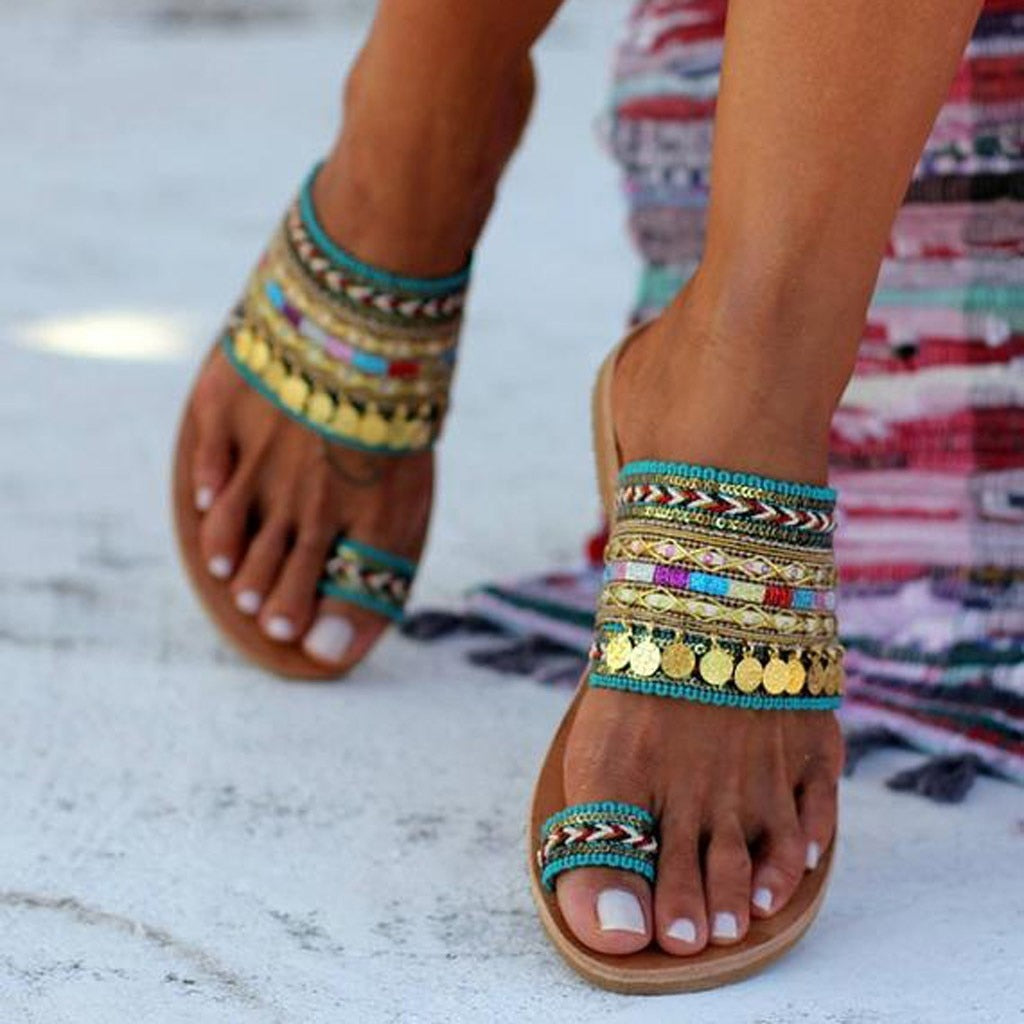 Boho Braided & Sequin Sandal - Top Boho