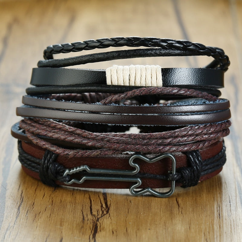Boho Braided Wrap Leather Wristbands Set - Top Boho