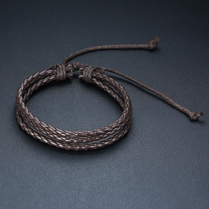 Boho Braided Wrap Leather Wristbands Set - Top Boho